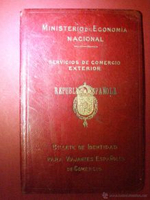 Coleccionismo billetes de transporte: Cartera para Billete de Identidad para Viajantes de Comercio durante la República